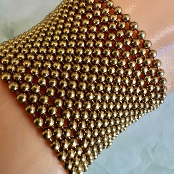 Gold-Tone  multi strand Ball Chain Statement Bracelet - Picture 3 of 5